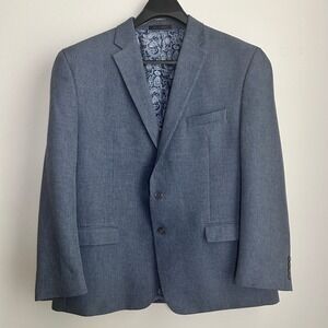 Chaps Mens Blue Textured‎ Blazer Sport Coat Paisley Lined Size 50R